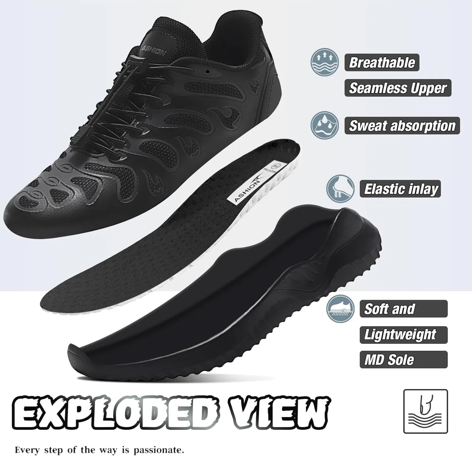 Littleplum Boys Running Shoes Slip On Kids Sneakers Mesh Tennis Shoes Lightweight Breathable for Athletic Gym School Sport