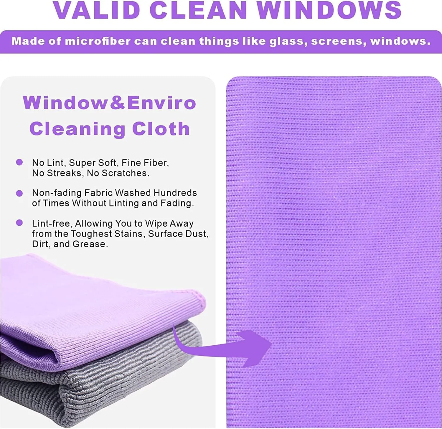 Longmann NΘrwex Basic Package Window Cleaning Cloth and Enviro Cloth Glass Cloth, Cleaning Cloth, Streaks Schatches Free (Purple 1 Pack, Grey 1 Pack)
