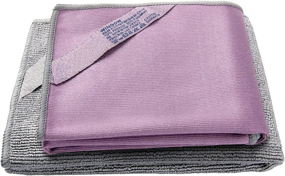 Longmann NΘrwex Basic Package Window Cleaning Cloth and Enviro Cloth Glass Cloth, Cleaning Cloth, Streaks Schatches Free (Purple 1 Pack, Grey 1 Pack)