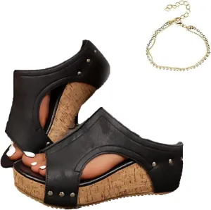 Maison Birch Lumi Cork Wedges, Cork Wedge Sandals for Women, Comfy Platform Orthopedic Sandals for Non Slip