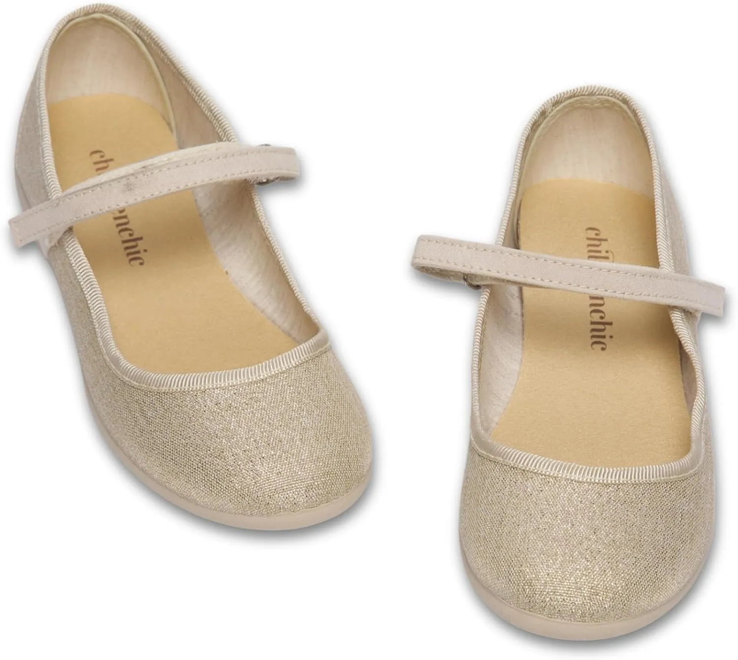 Mary Jane Flats with Hook and Loop Straps – Girls' Shoes for School, Weddings and Casual Wear (Shimmer)