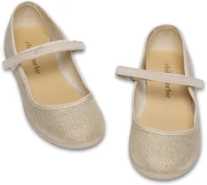 Mary Jane Flats with Hook and Loop Straps – Girls' Shoes for School, Weddings and Casual Wear (Shimmer)