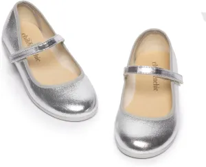 Mary Jane Flats with Hook and Loop Straps – Girls' Shoes for School, Weddings and Casual Wear (Shimmer)