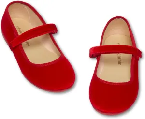 Mary Jane Shoes for Girls – Classic & Comfortable Dress Shoes for Toddlers & Kids – Perfect Flats for School, Play, and Special Occasions (Velvet, Red, 3 Little Kid)