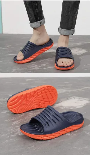 Mens Recovery Slides Sandals with Orthotic Plantar Fasciitis Relief Comfortable Athletic Ladies Sandals with Thick Cushion Sole for Indoor Outdoor