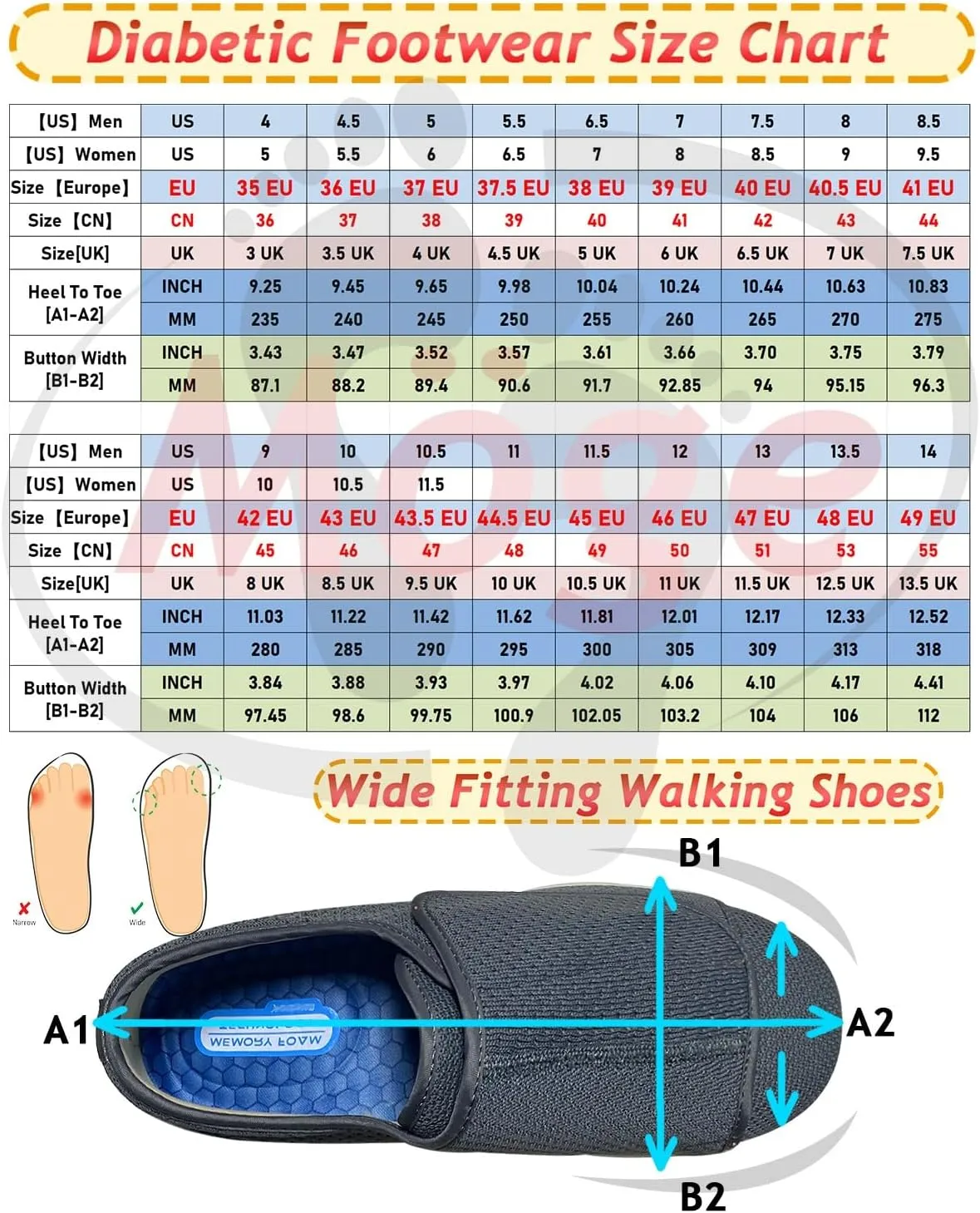 Mens Trainers Slip-On Shoes Mens Extra Wide Fit Walking Hiking Shoes Lightweight Casual Trainers Non-Slip Sneakers for Outdoor Trekking Camping Climbing