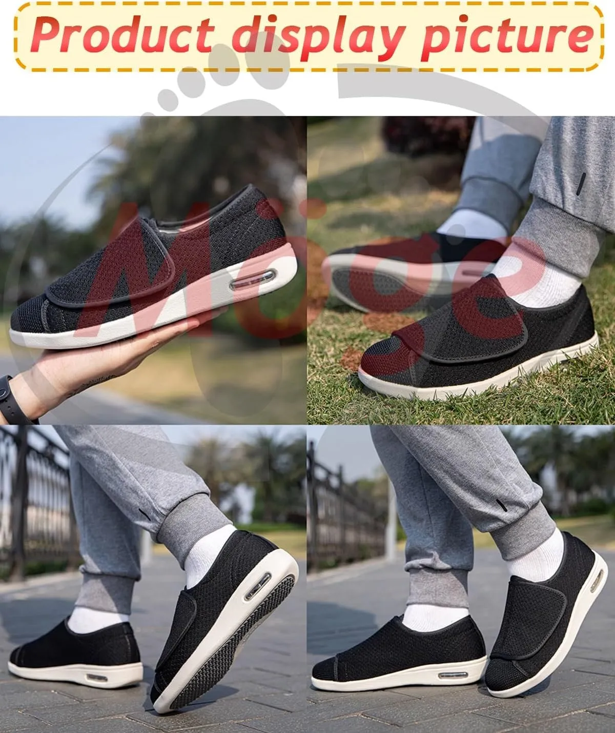 Mens Trainers Slip-On Shoes Mens Extra Wide Fit Walking Hiking Shoes Lightweight Casual Trainers Non-Slip Sneakers for Outdoor Trekking Camping Climbing