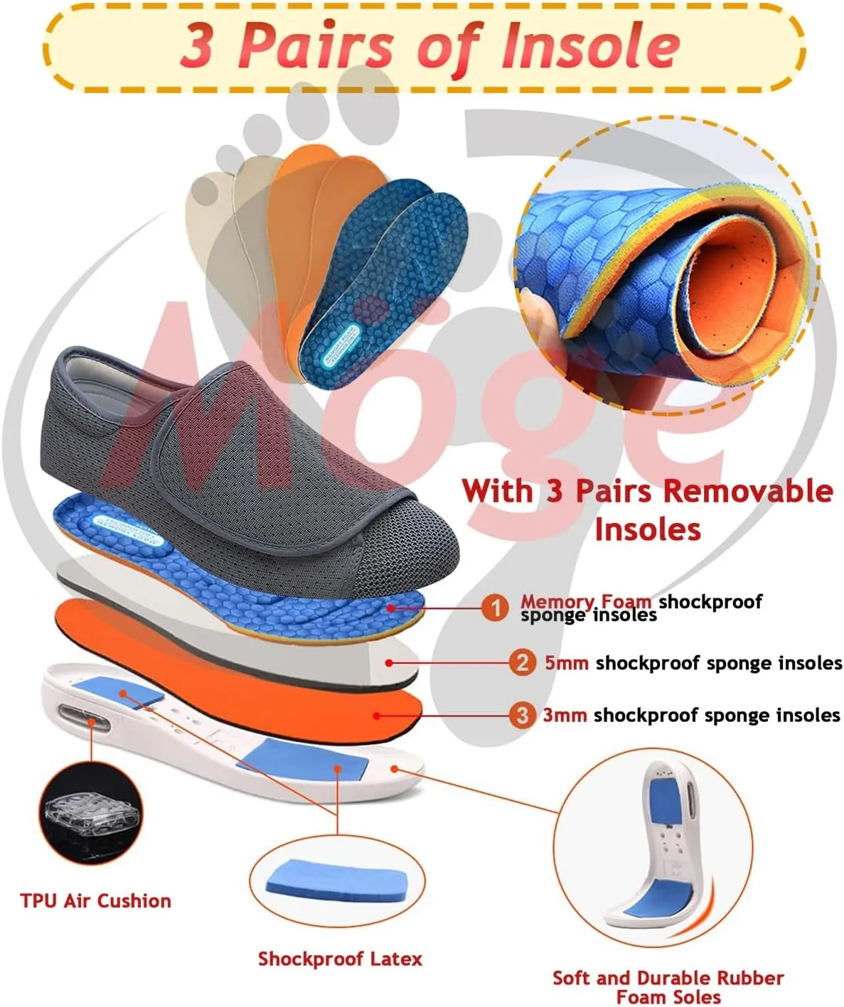 Mens Trainers Slip-On Shoes Mens Extra Wide Fit Walking Hiking Shoes Lightweight Casual Trainers Non-Slip Sneakers for Outdoor Trekking Camping Climbing