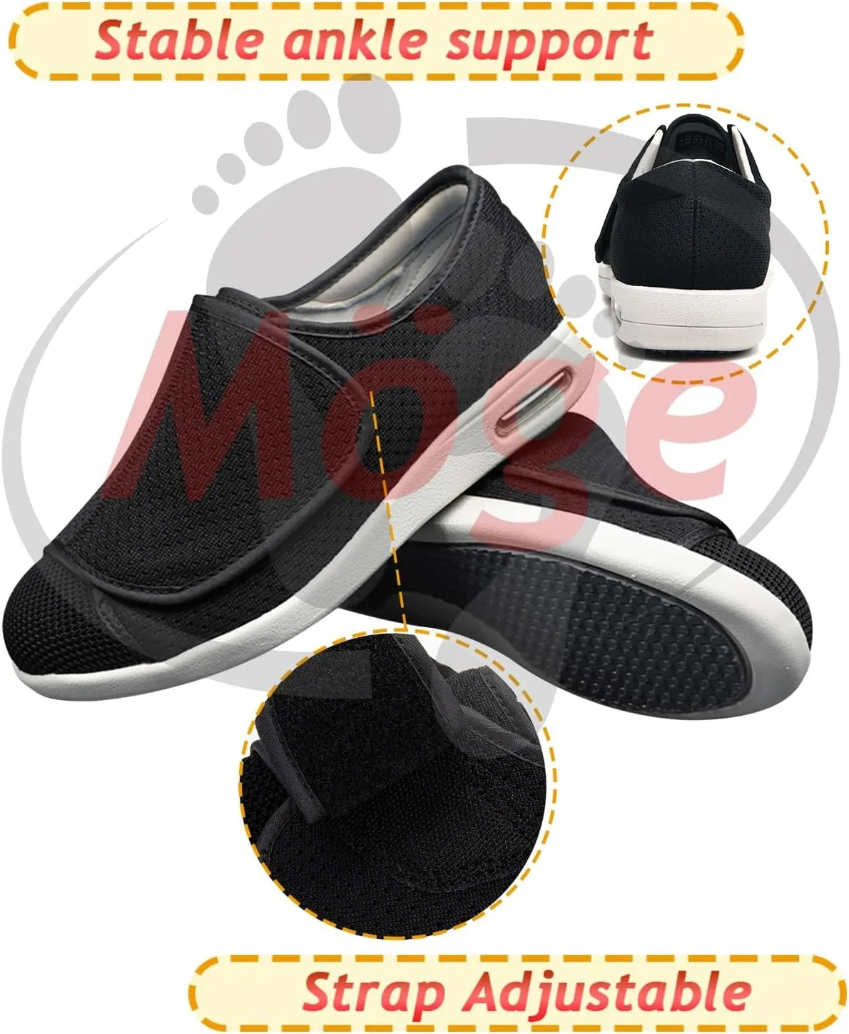 Mens Trainers Slip-On Shoes Mens Extra Wide Fit Walking Hiking Shoes Lightweight Casual Trainers Non-Slip Sneakers for Outdoor Trekking Camping Climbing