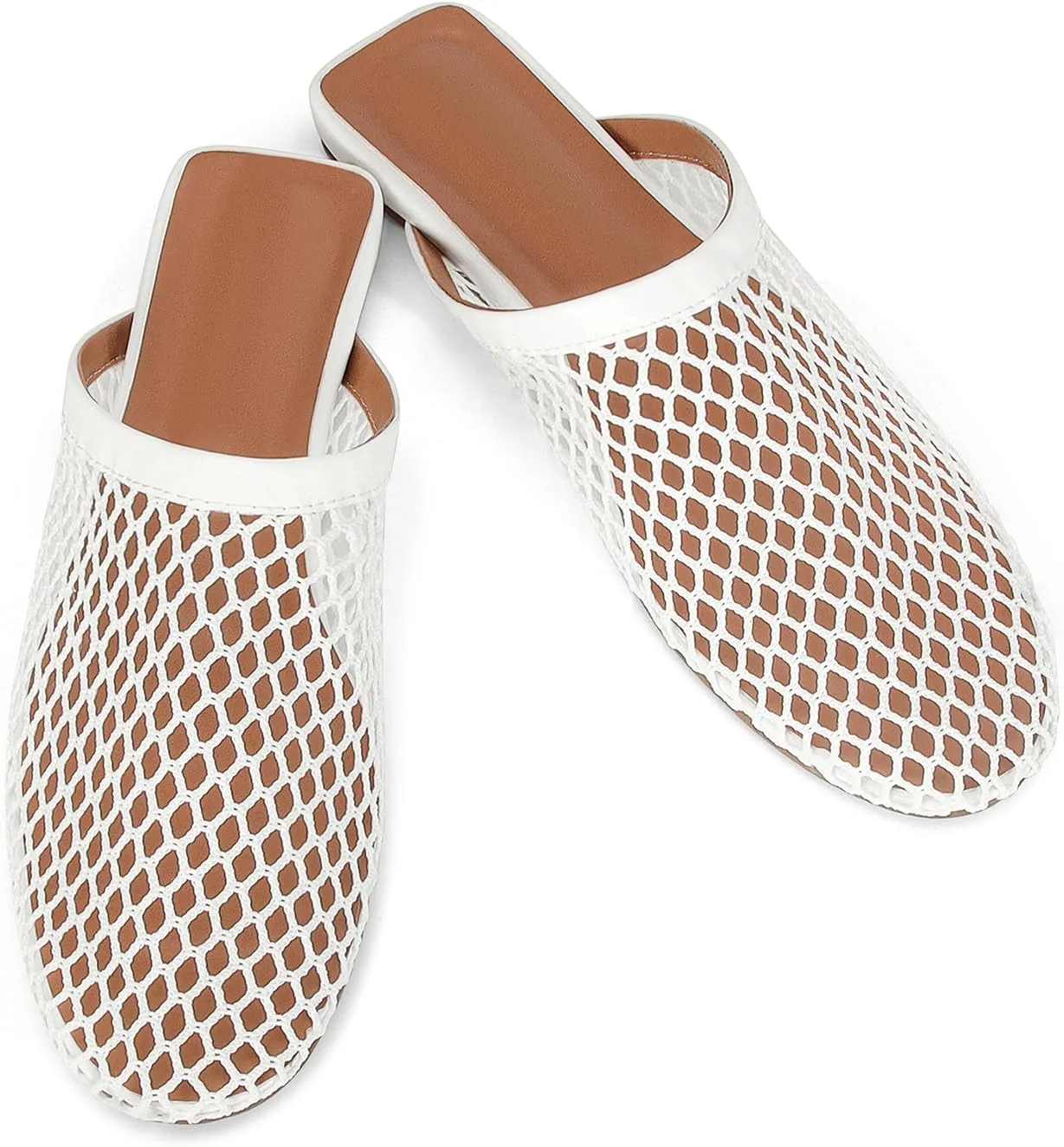 Mesh Ballet Flats for Women Buckle Strap Comfy Casual Office Fishnet Ballerina Flat Shoes