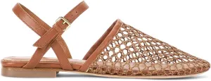 Mesh Ballet Flats for Women Slingback Flats Round Toe Mary Jane Flat Fishnet Ballerina Shoes Comfortable Casual with Buckle Strap