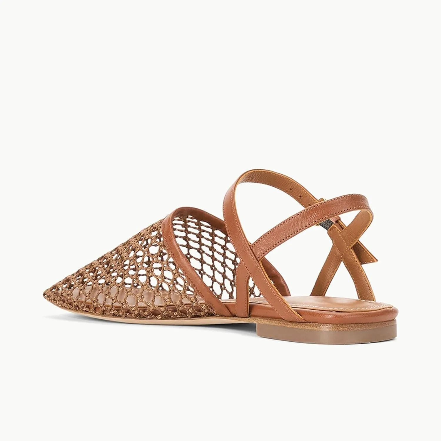 Mesh Ballet Flats for Women Slingback Flats Round Toe Mary Jane Flat Fishnet Ballerina Shoes Comfortable Casual with Buckle Strap
