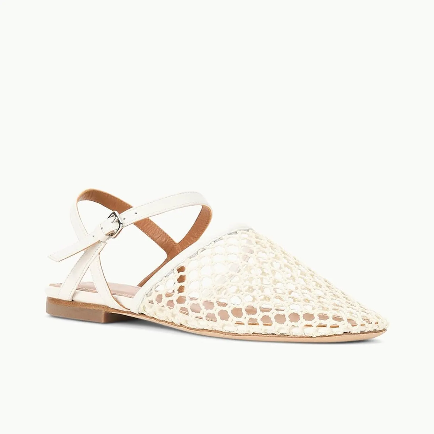 Mesh Ballet Flats for Women Slingback Flats Round Toe Mary Jane Flat Fishnet Ballerina Shoes Comfortable Casual with Buckle Strap