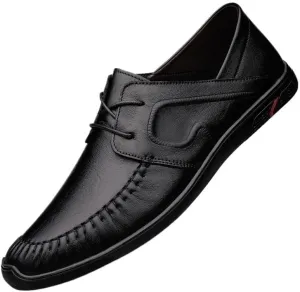 Modern Solid Color Wingtips Brogues Daily Lightweight Casual Driving Flats Fashionable Lace-up Mens Leather Shoes