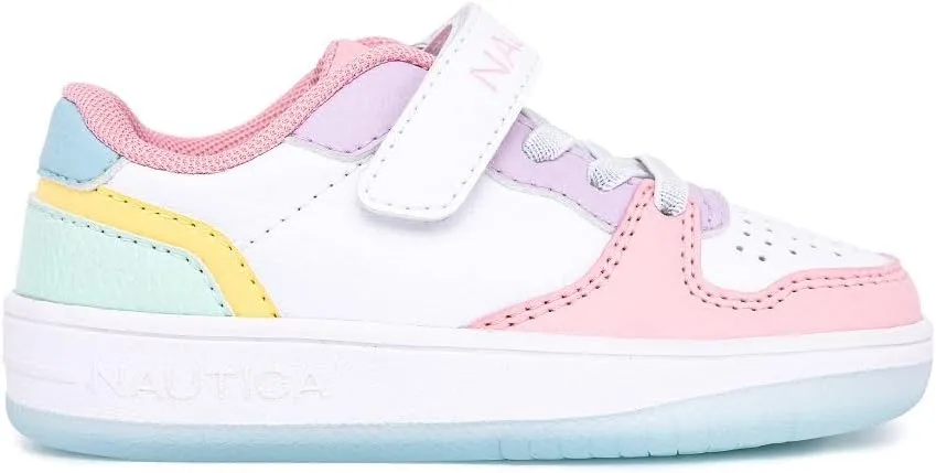 Nautica Kids Girls Sneakers with Adjustable Strap and Bungee Straps | Comfortable Casual Shoes (Toddler/Little Kid)