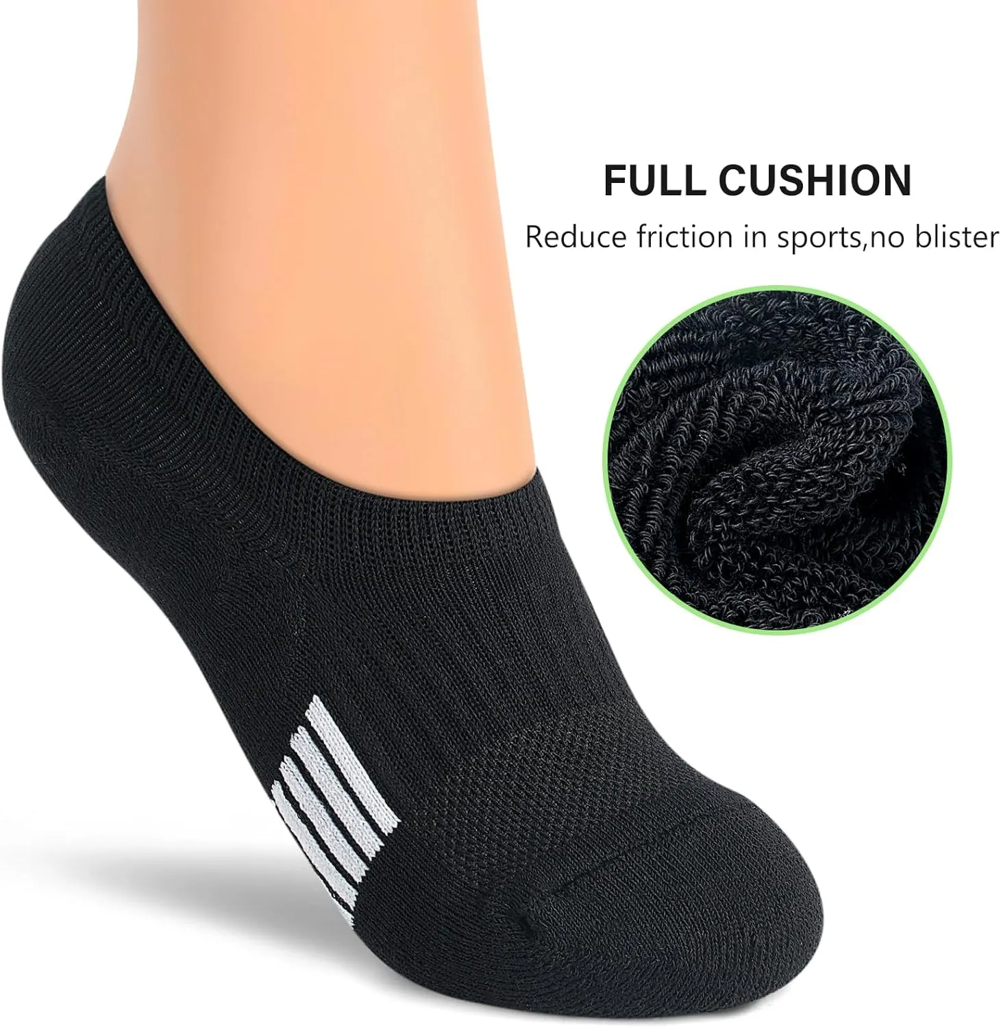 No Show Socks Womens Athletic Cushion Ankle Footies Low Cut 5-6 Pairs