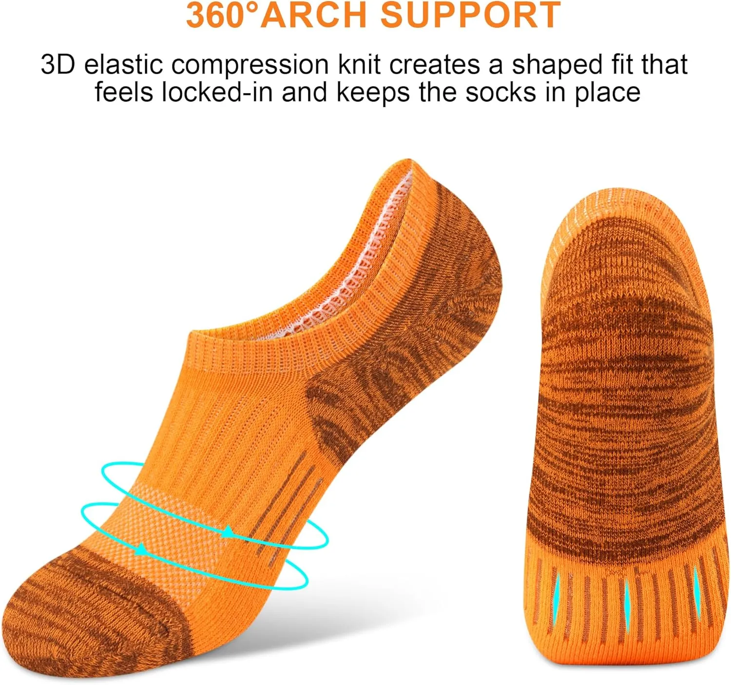 No Show Socks Womens Athletic Cushion Ankle Footies Low Cut 5-6 Pairs