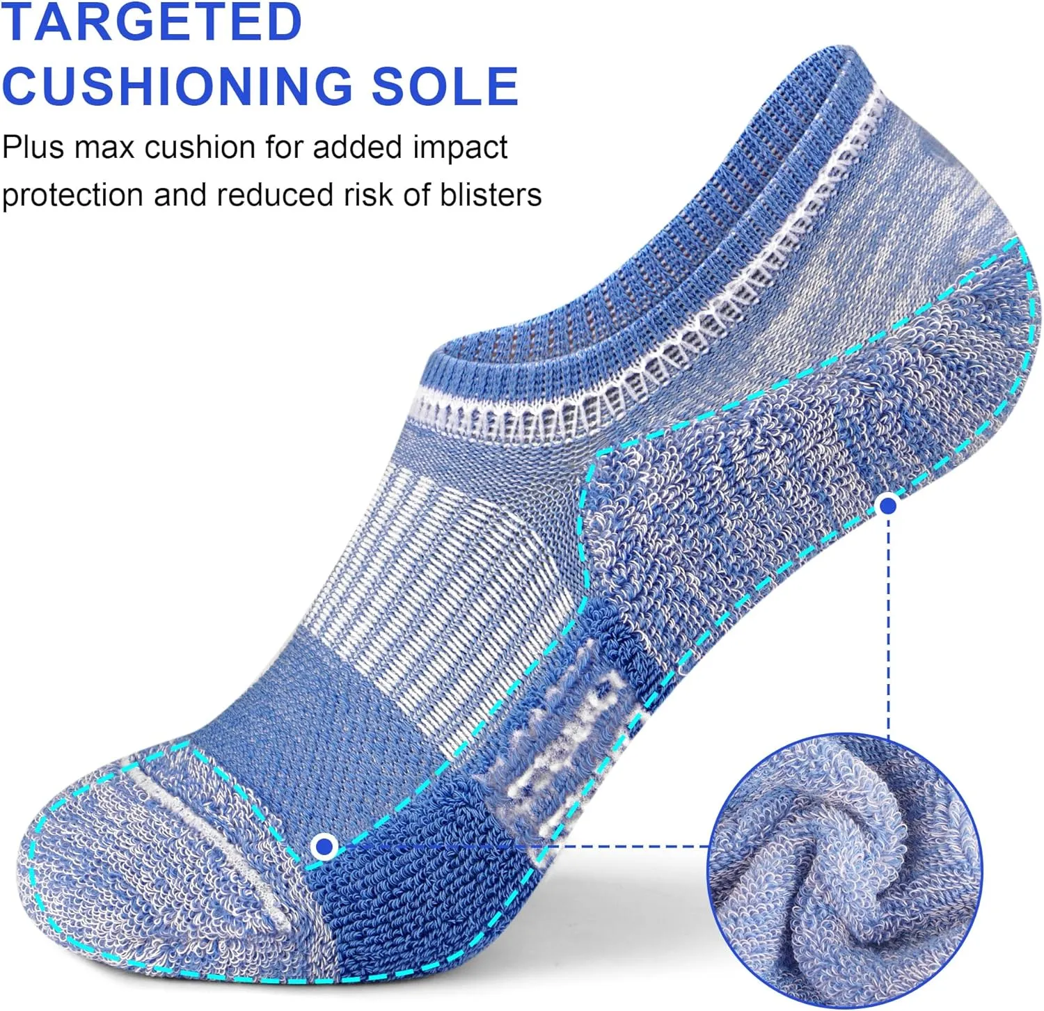 No Show Socks Womens Athletic Cushion Ankle Footies Low Cut 5-6 Pairs