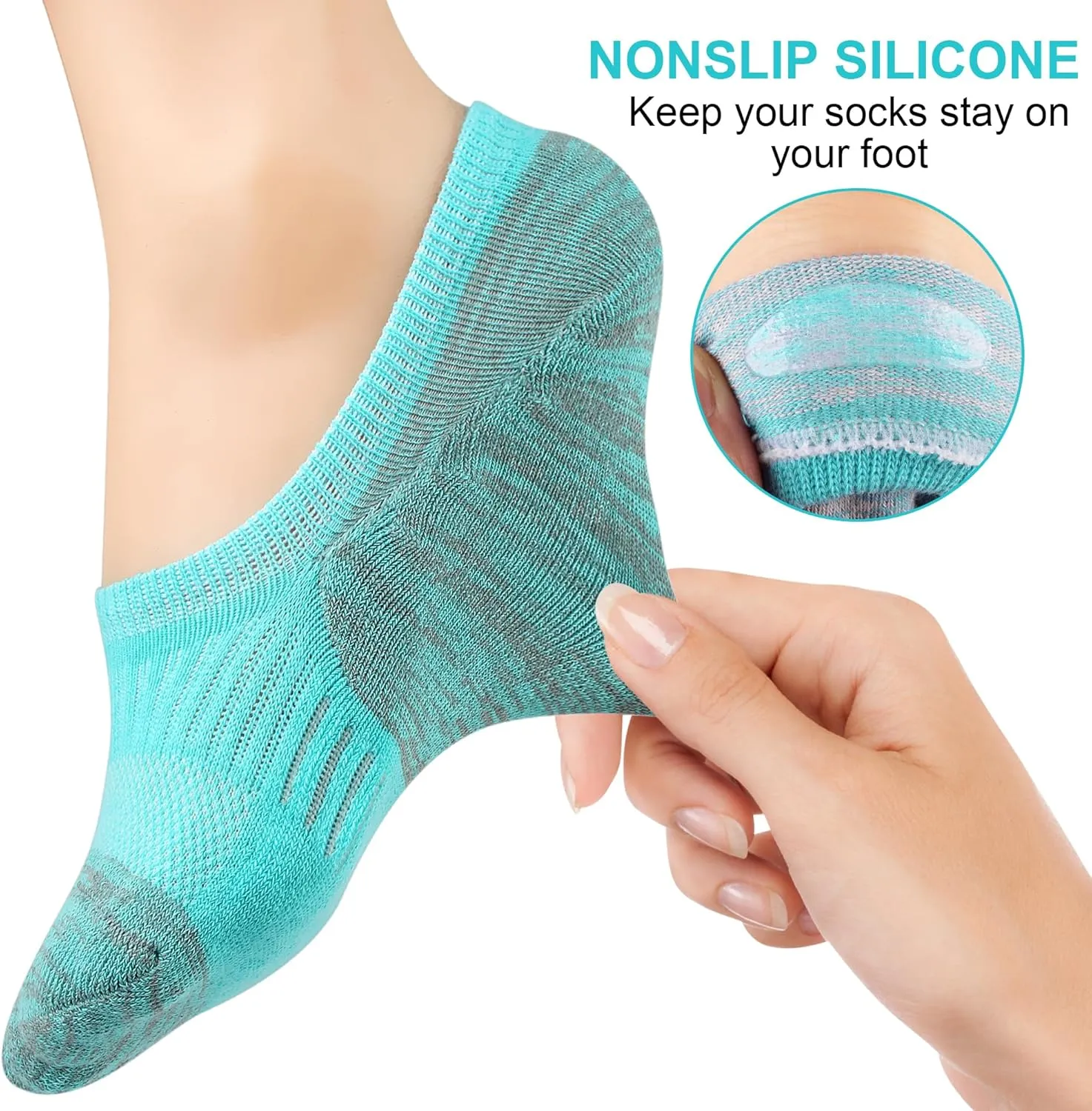 No Show Socks Womens Athletic Cushion Ankle Footies Low Cut 5-6 Pairs