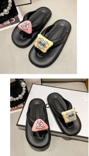 Non-Slip Slippers for Women Men, Cute Cartoon Flip flop Slippers for Indoor Outdoor,Soft Summer Indoor Outdoor Beach Cloudies Sandals