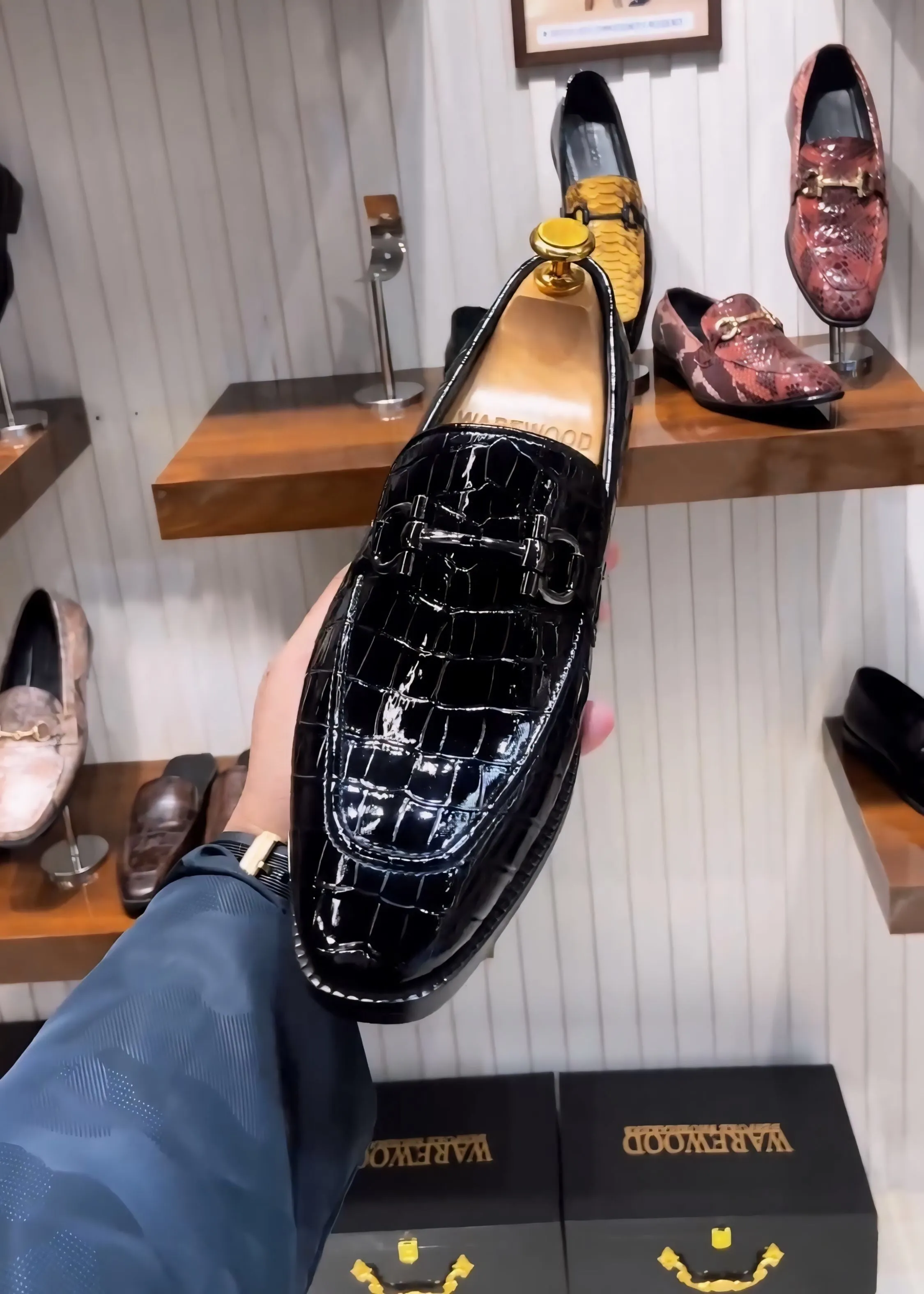 Patent Croc Scaled Loafers