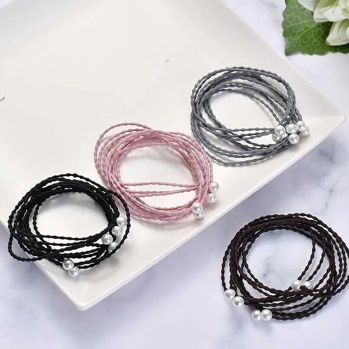 Pearl Knotted 3 Gels Hair Bands For Girls Price For One Pair