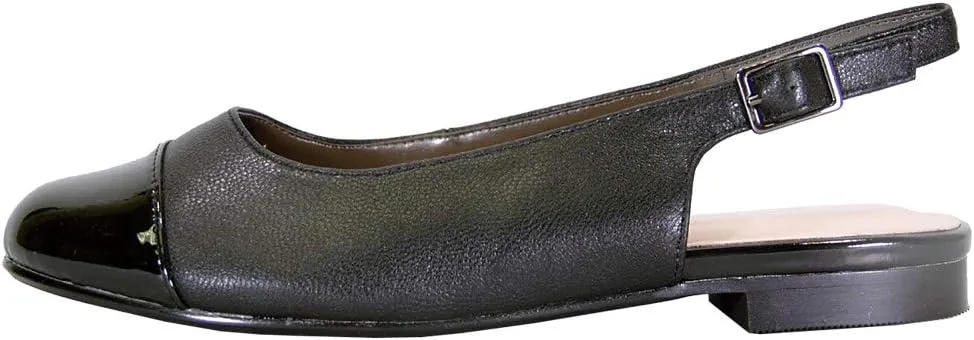 Peerage Kennedy Women's Wide Width Slingback Casual Leather Flats with Patent PU Round Toe Cap