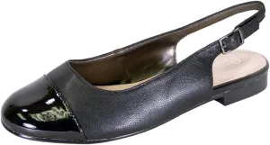 Peerage Kennedy Women's Wide Width Slingback Casual Leather Flats with Patent PU Round Toe Cap