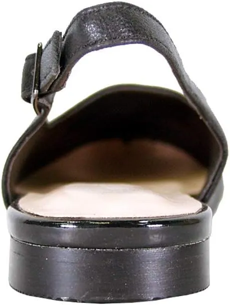 Peerage Kennedy Women's Wide Width Slingback Casual Leather Flats with Patent PU Round Toe Cap
