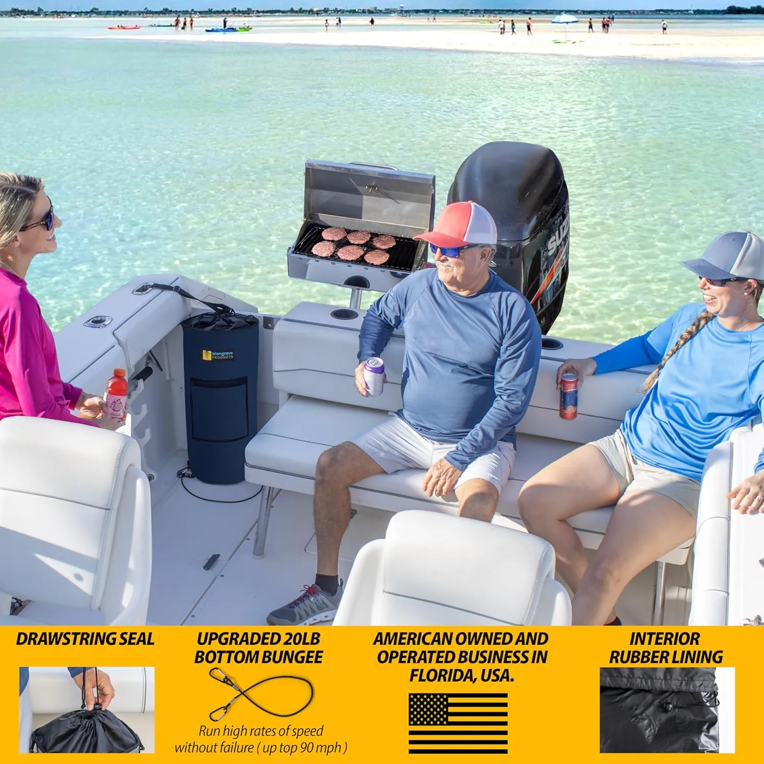 Portable Boat Trash Can, Reusable Trash Bag, Boating Equipment, Boat Storage, Boat Accessories Marine, Pontoon Boat Accessories, Fishing, Sandbar, RV, or Camping