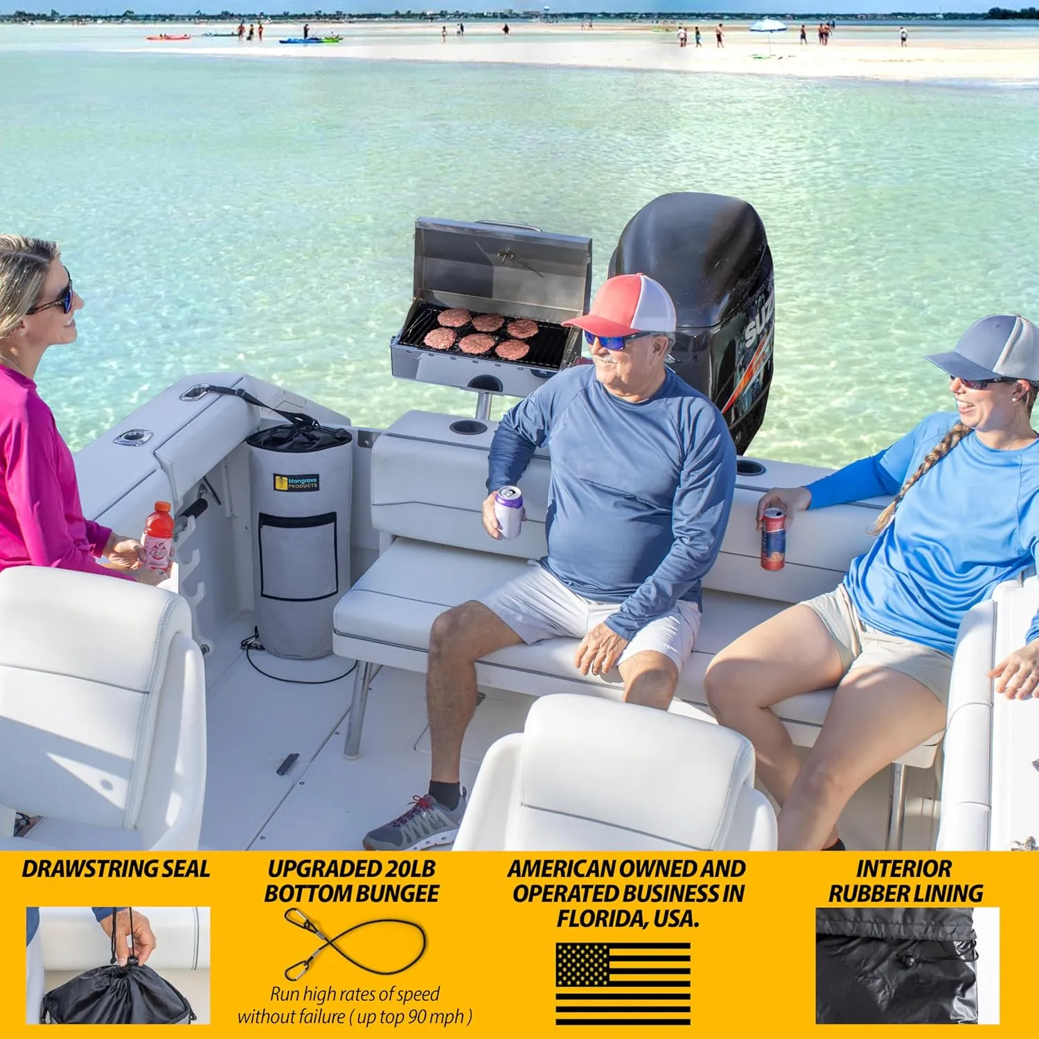 Portable Boat Trash Can, Reusable Trash Bag, Boating Equipment, Boat Storage, Boat Accessories Marine, Pontoon Boat Accessories, Fishing, Sandbar, RV, or Camping