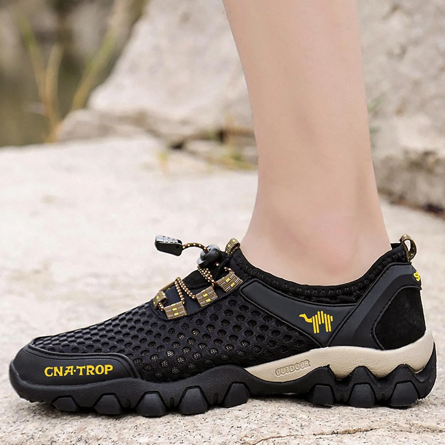 Portable Tied Orthopedic Hiking Quick-Drying Sneakers for Mens,Casual Jogging Walking Shoes with Arch Support for Flat Feet,Outdoor Fashion Non- Slip Sneakers for Running,Driving