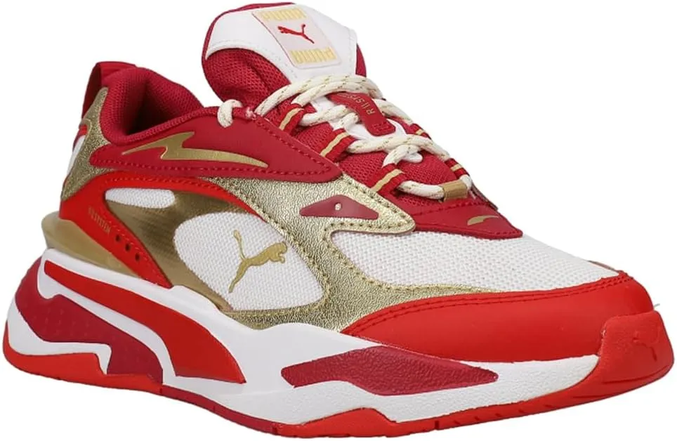 Puma Kids Boys Rs-Fast Glitz Running Sneakers Shoes - Gold, Red, White