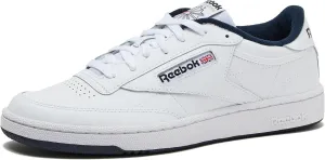 Reebok Club C 85 Tennis Shoes, Casual Fashion Sneakers for Men, Int-White/Navy, 5.5