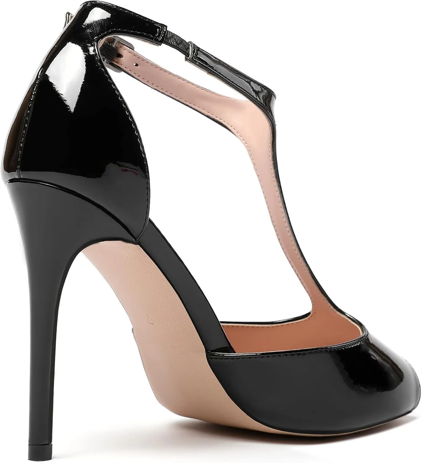 SAMMITOP Women's Peep Toe 10CM T-Strap Ankle Buckle High Heel Sandals