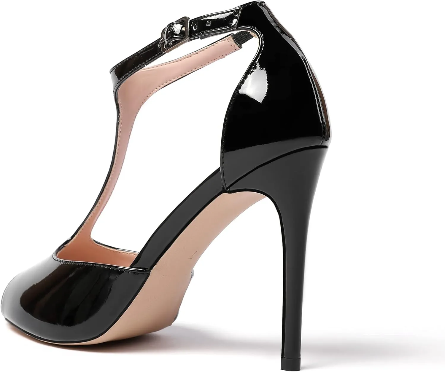 SAMMITOP Women's Peep Toe 10CM T-Strap Ankle Buckle High Heel Sandals