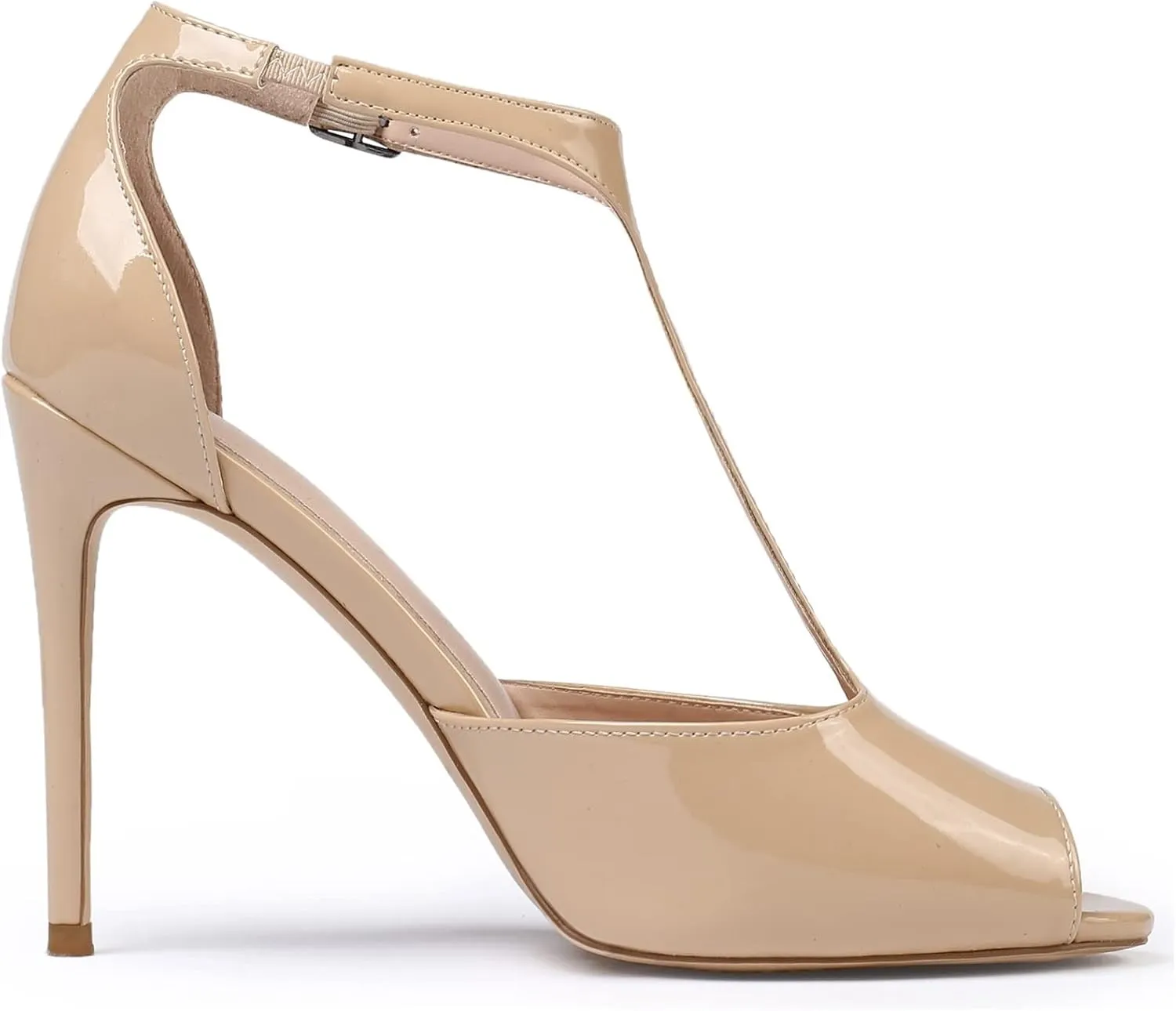 SAMMITOP Women's Peep Toe 10CM T-Strap Ankle Buckle High Heel Sandals