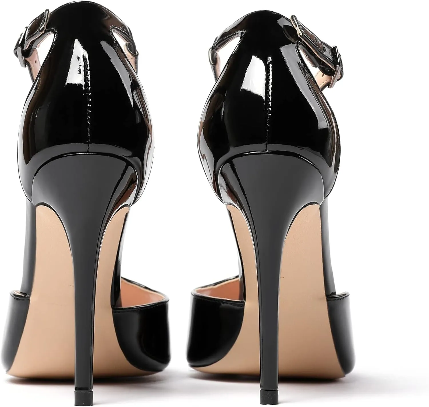 SAMMITOP Women's Peep Toe 10CM T-Strap Ankle Buckle High Heel Sandals
