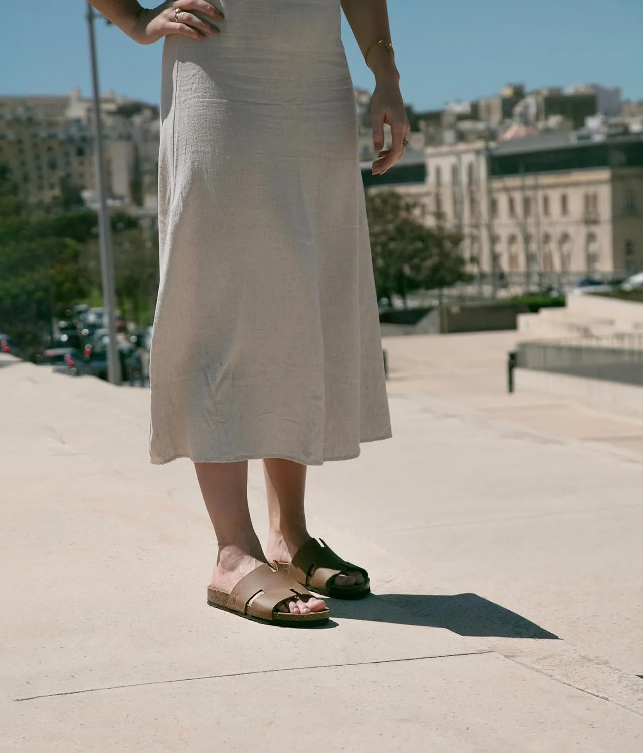Sandgrens Handmade Unisex Cork Slides | European Top Grain Leather Sandals with Soft Suede Footbed and EVA Rubber Sole | Avila