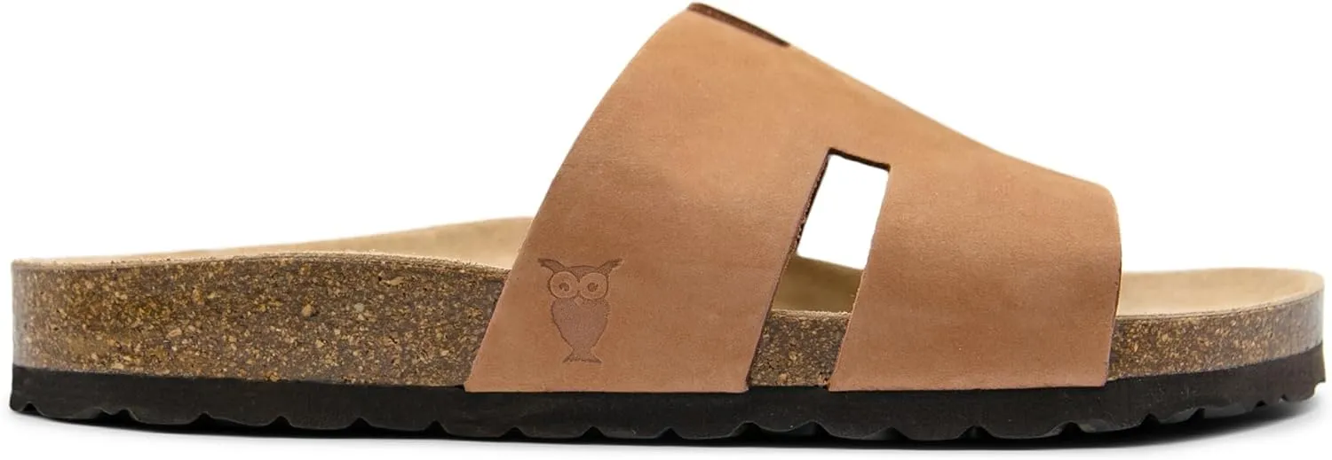 Sandgrens Handmade Unisex Cork Slides | European Top Grain Leather Sandals with Soft Suede Footbed and EVA Rubber Sole | Avila