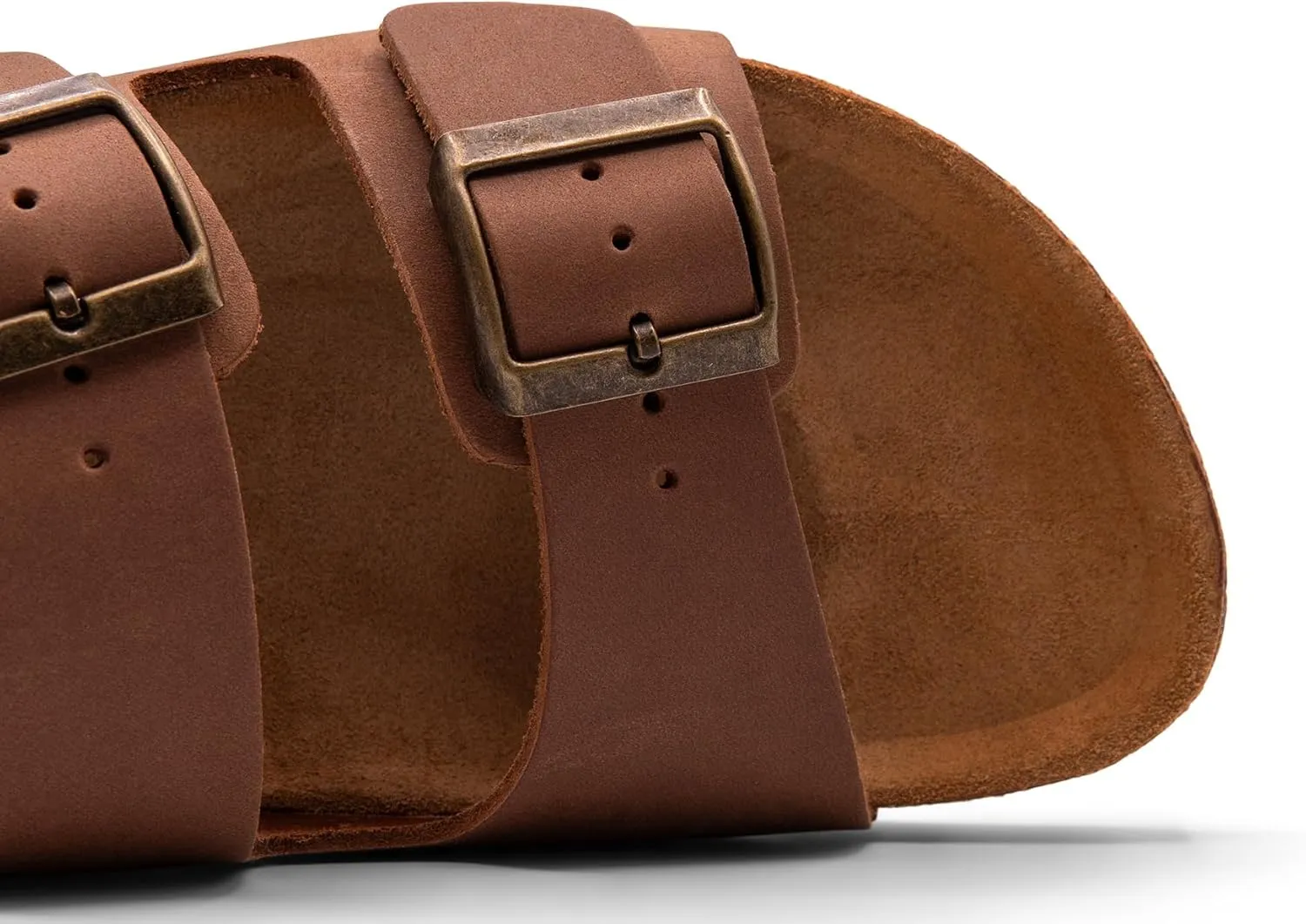 Sandgrens Handmade Unisex Cork Slides | European Top Grain Leather Sandals with Soft Suede Original Footbed, Adjustable Straps, and EVA Rubber Sole | Costa