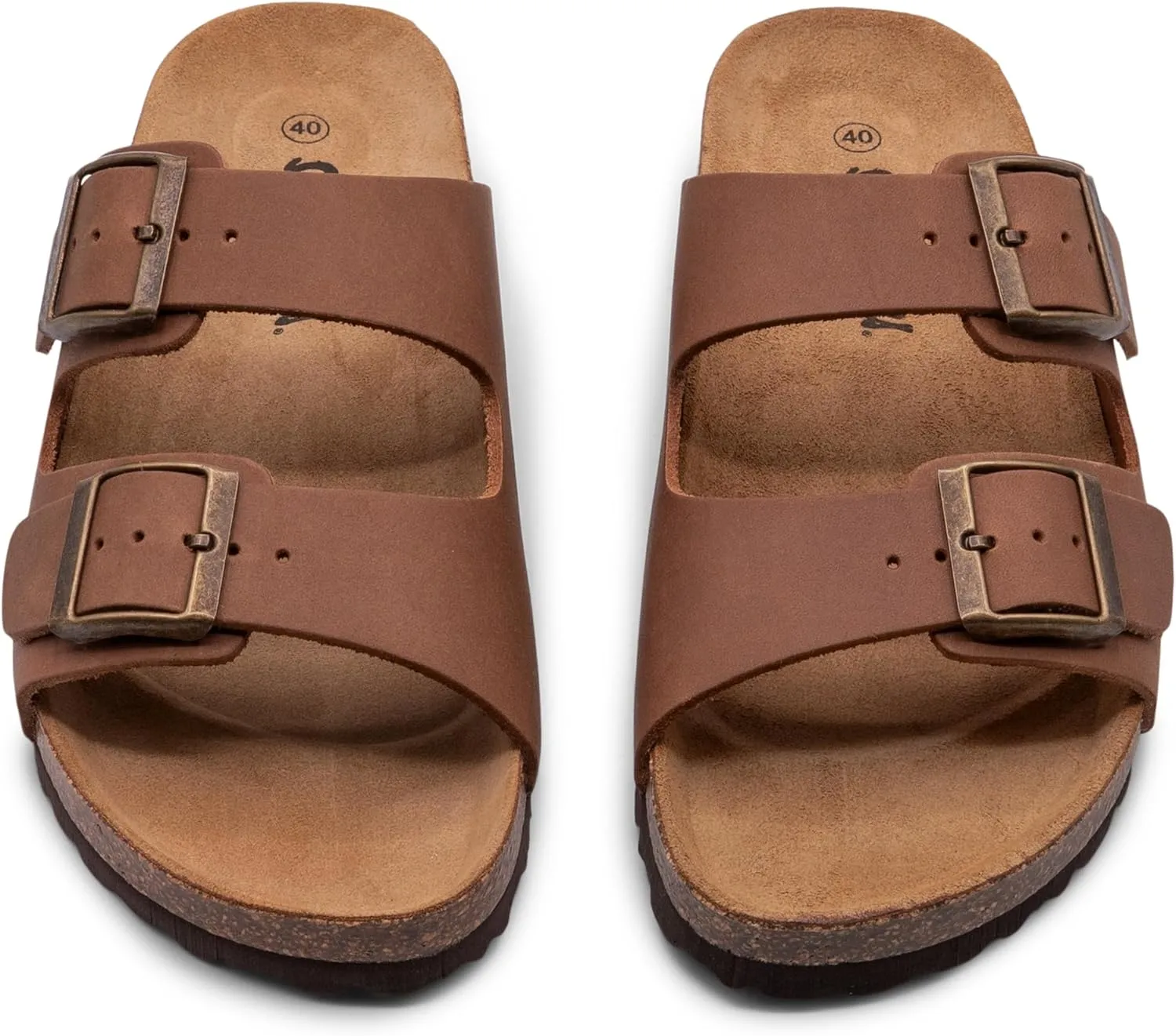 Sandgrens Handmade Unisex Cork Slides | European Top Grain Leather Sandals with Soft Suede Original Footbed, Adjustable Straps, and EVA Rubber Sole | Costa