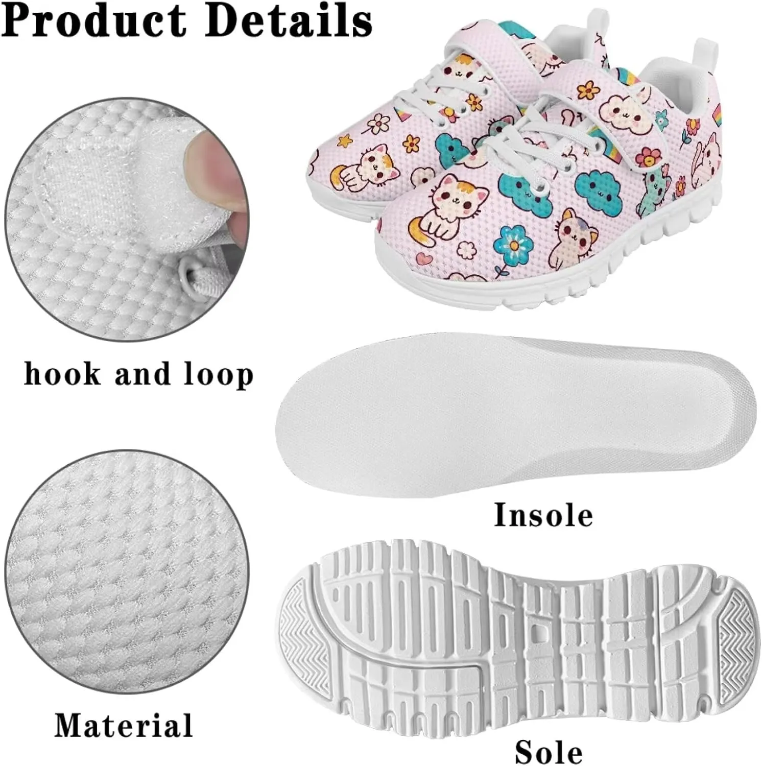 School Sneakers for Girls Boys Running Tennis Shoes Kids Slip on Shoes
