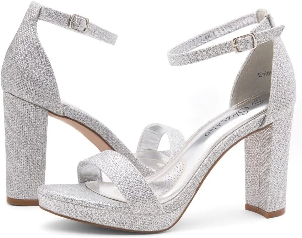 Shoe Land Women's Platform Heels - Chunky Block Heeled Sandals with Ankle Strap, Open Toe Dressy High Heels for Women, Comfortable Prom, Wedding & Party Pumps 2025