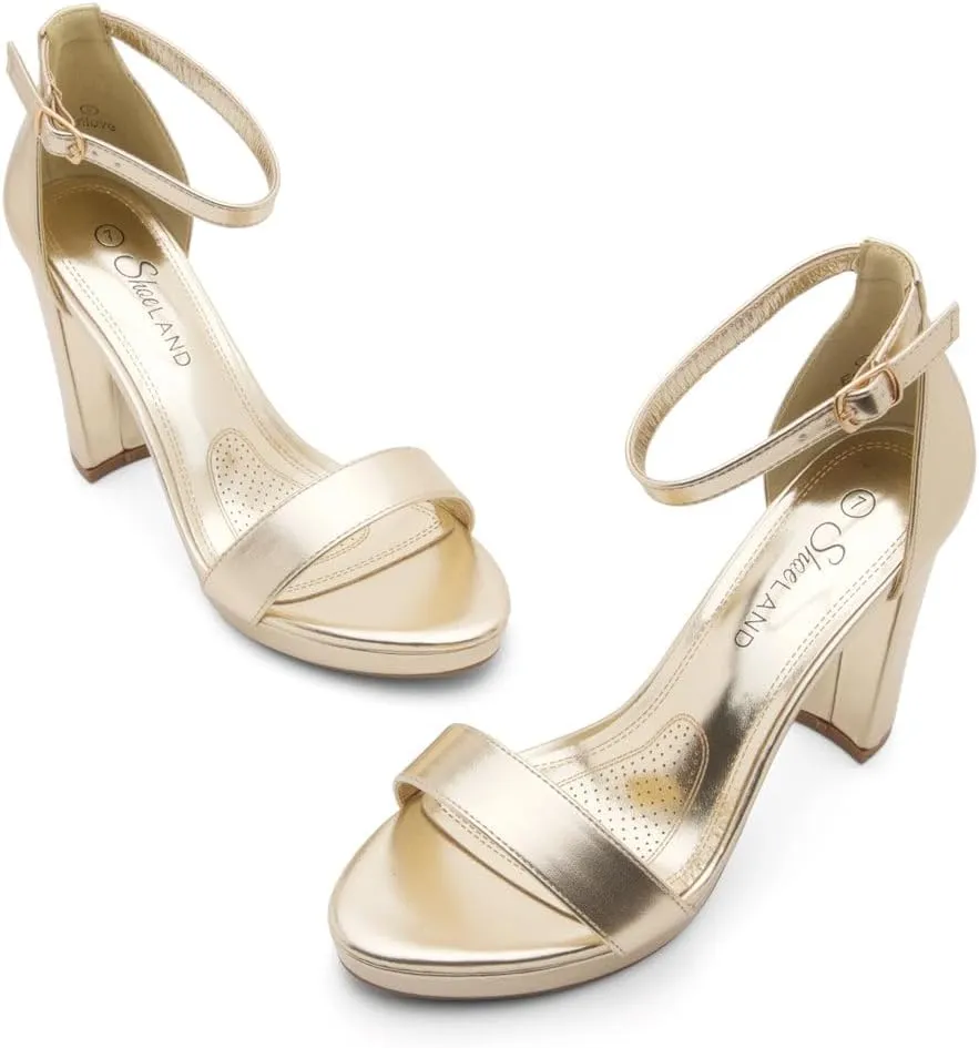 Shoe Land Women's Platform Heels - Chunky Block Heeled Sandals with Ankle Strap, Open Toe Dressy High Heels for Women, Comfortable Prom, Wedding & Party Pumps 2025