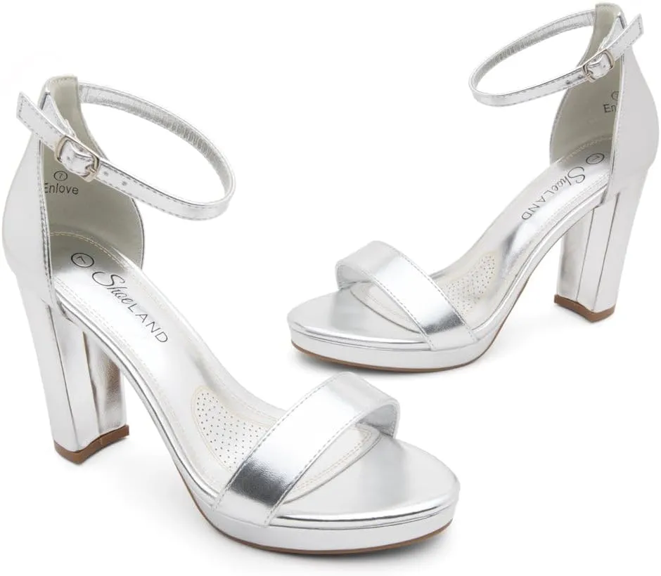 Shoe Land Women's Platform Heels - Chunky Block Heeled Sandals with Ankle Strap, Open Toe Dressy High Heels for Women, Comfortable Prom, Wedding & Party Pumps 2025