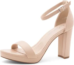 Shoe Land Women's Platform Heels - Chunky Block Heeled Sandals with Ankle Strap, Open Toe Dressy High Heels for Women, Comfortable Prom, Wedding & Party Pumps 2025