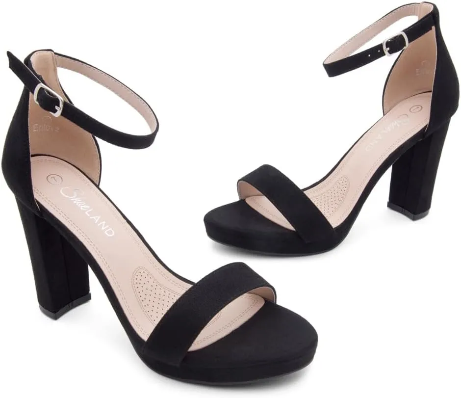 Shoe Land Women's Platform Heels - Chunky Block Heeled Sandals with Ankle Strap, Open Toe Dressy High Heels for Women, Comfortable Prom, Wedding & Party Pumps 2025