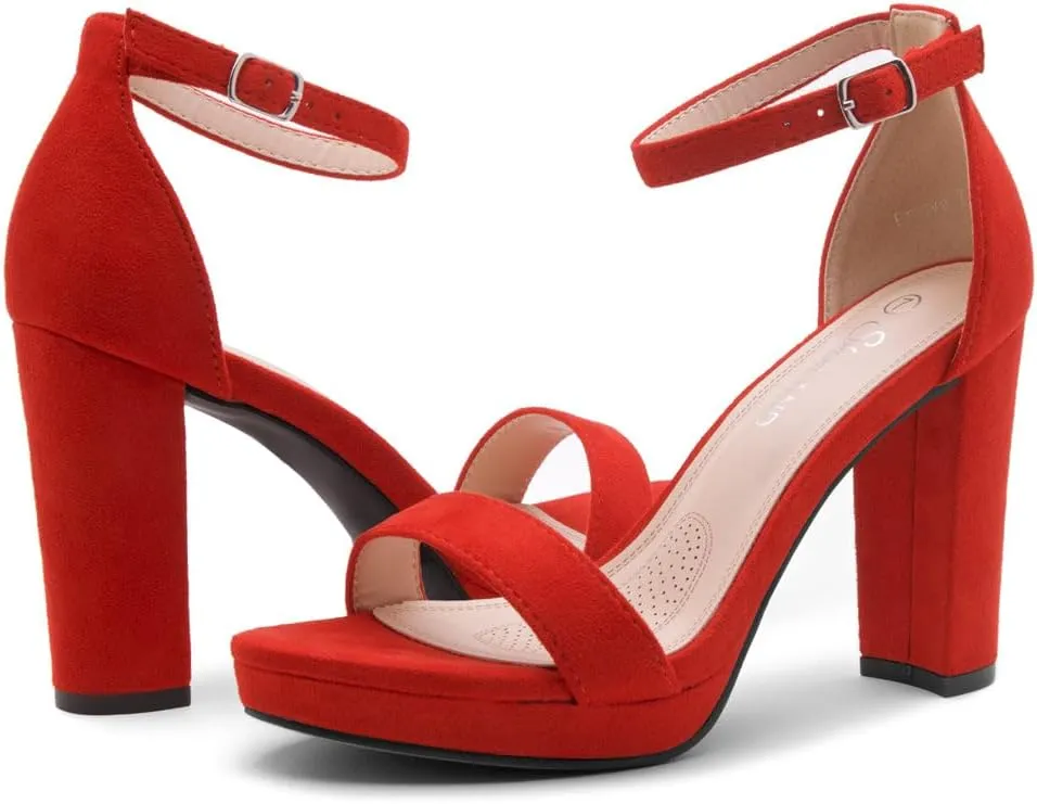 Shoe Land Women's Platform Heels - Chunky Block Heeled Sandals with Ankle Strap, Open Toe Dressy High Heels for Women, Comfortable Prom, Wedding & Party Pumps 2025