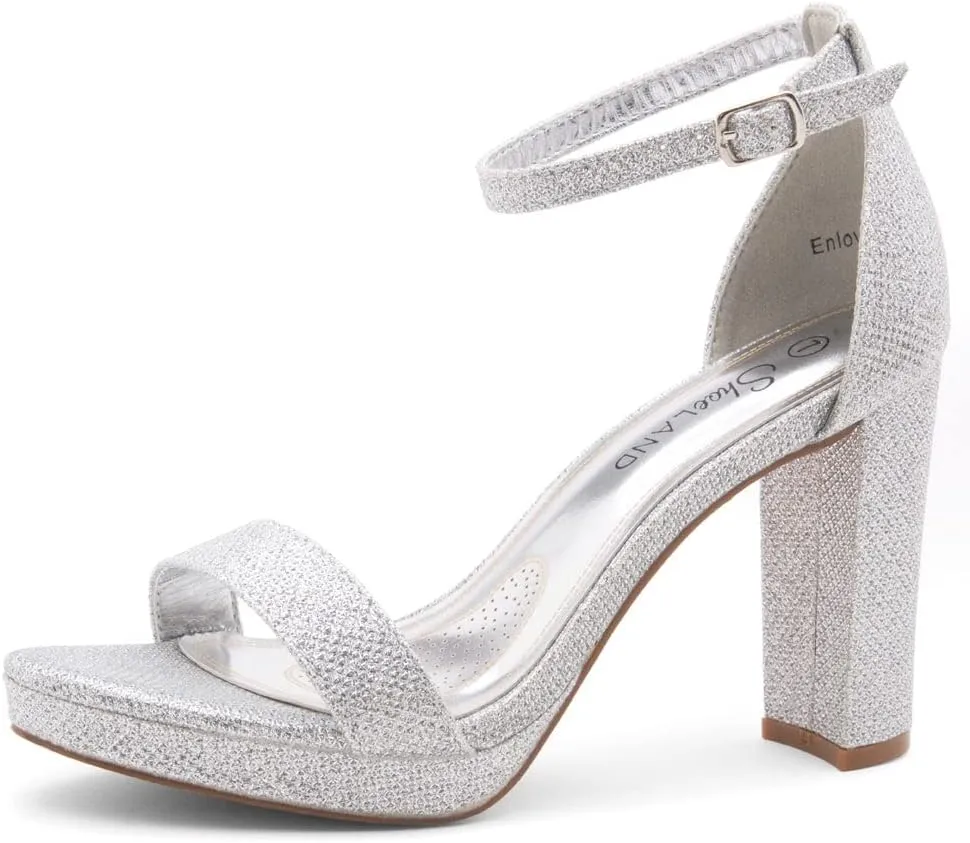 Shoe Land Women's Platform Heels - Chunky Block Heeled Sandals with Ankle Strap, Open Toe Dressy High Heels for Women, Comfortable Prom, Wedding & Party Pumps 2025